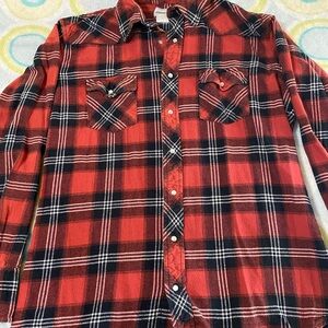 Wrangler Wrancher XL Red/Black Vintage Flannel with Snaps